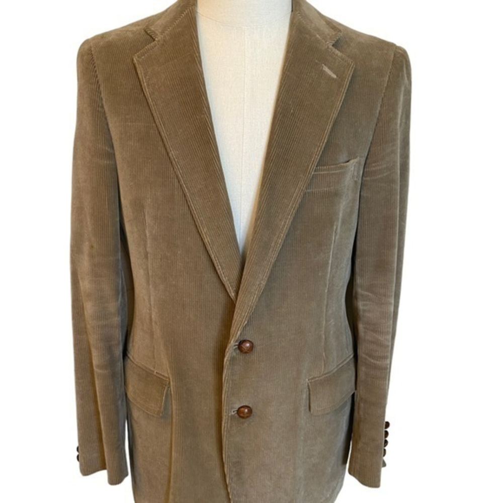 Chaps Ralph Lauren VTGE Tan corduroy mens sz‎ 40L lining  horses button closure